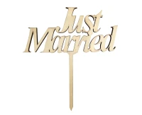 Wooden cake decoration Just Married, 13 x 14 cm EOL