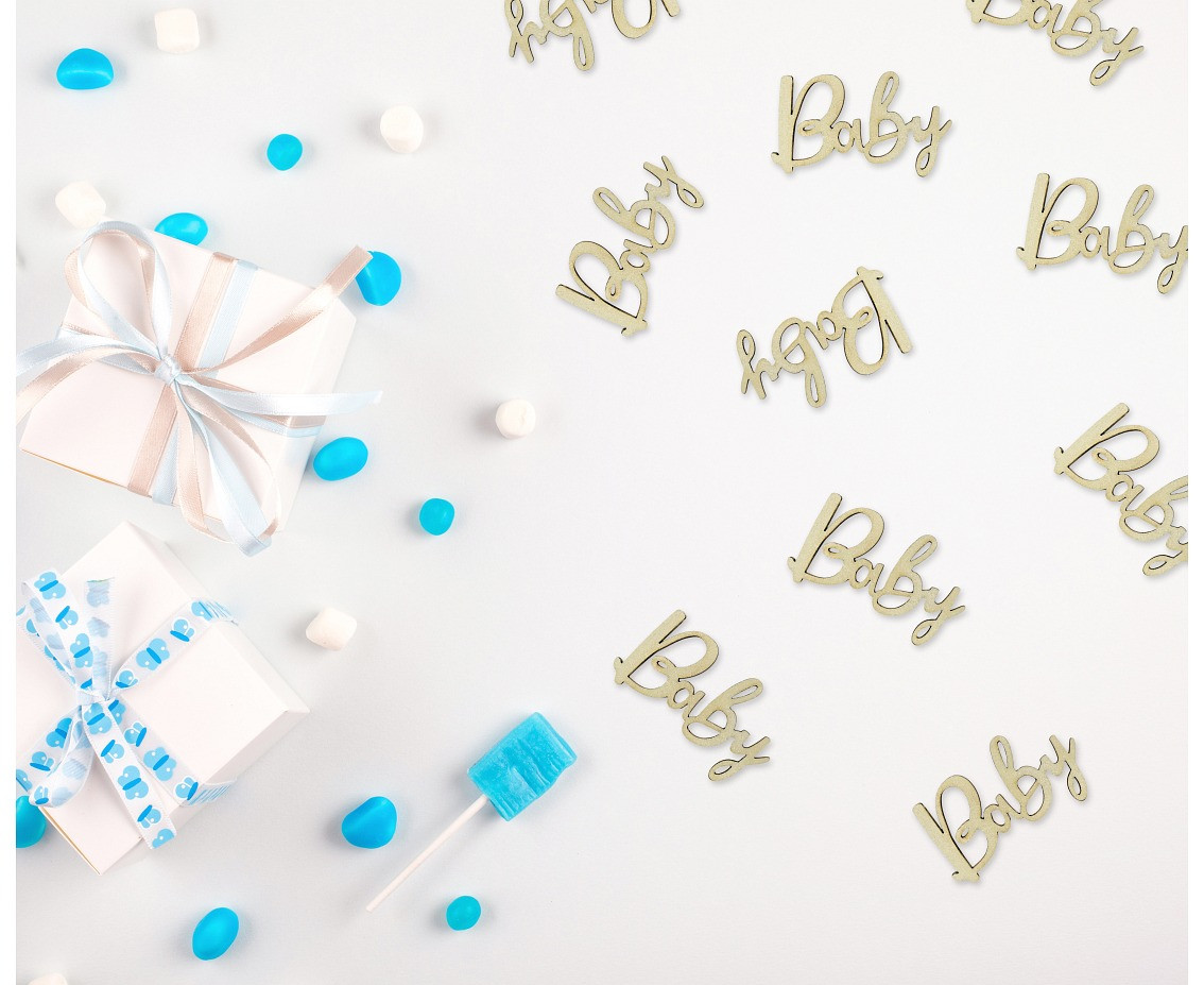 Wooden confetti Baby, 6 x 3 cm, 18 pcs.EOL