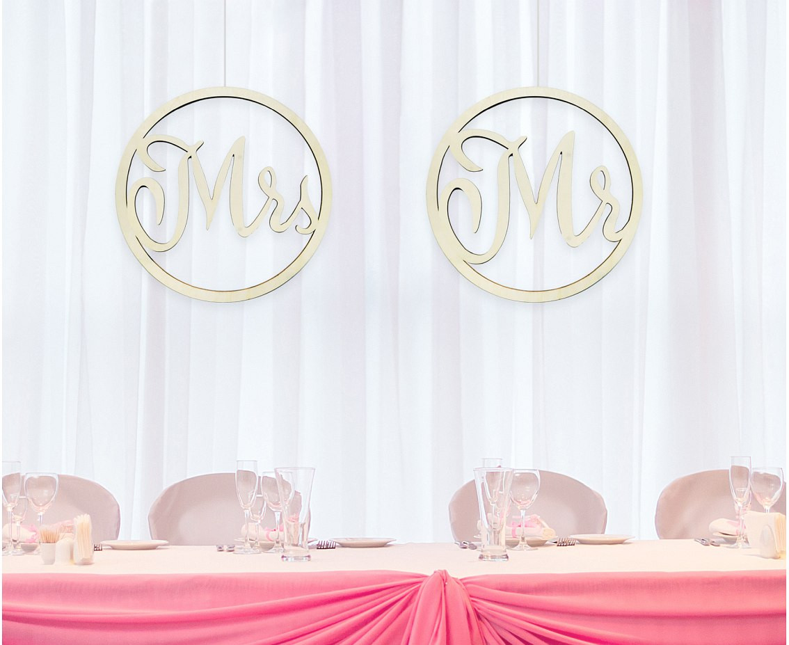 Wooden decoration Mr & Mrs, 42 cm, 2 pcs. EOL
