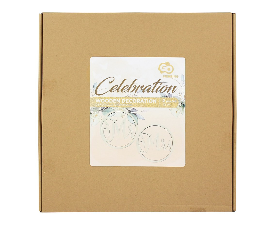 Wooden decoration Mr & Mrs, 42 cm, 2 pcs. EOL