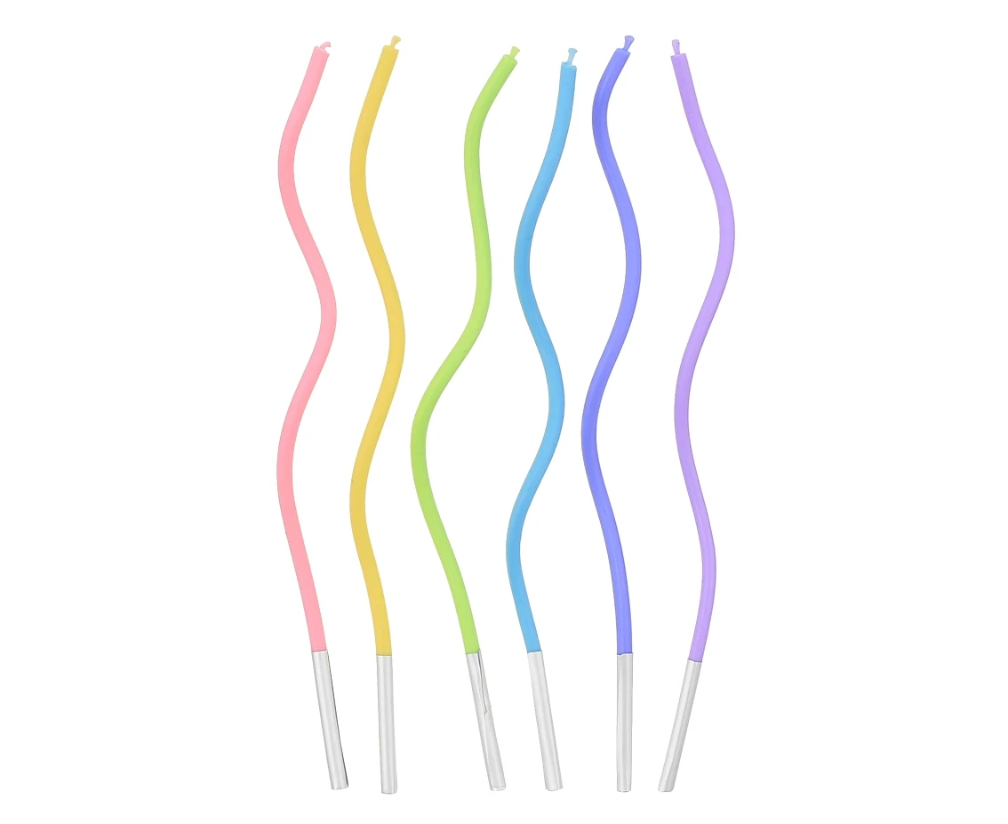 Swirl birthday candles, pastel assorted, 6 pcs