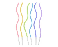 Swirl birthday candles, pastel assorted, 6 pcs