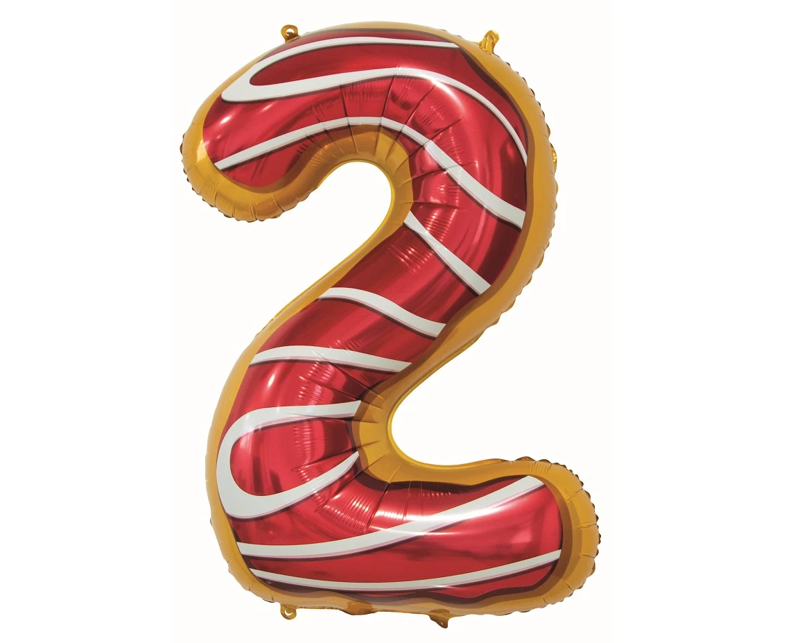 Foil balloon digit 2, Cookie, 78 cm EOL