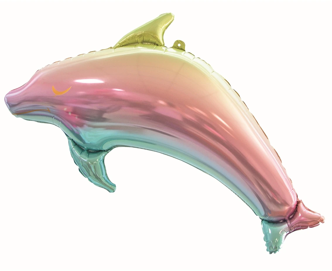 Foil balloon Dolphin, rainbow colour, 93 cm