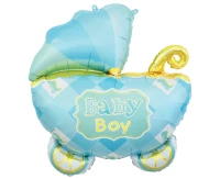 Foil balloon Baby Carriage, blue, 60 cm