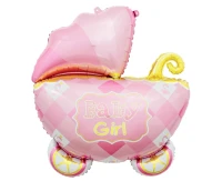Foil balloon Baby Carriage, pink, 60 cm