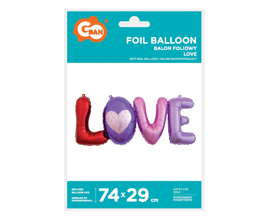 Foil balloon - LOVE (letters), 74 cm EOL