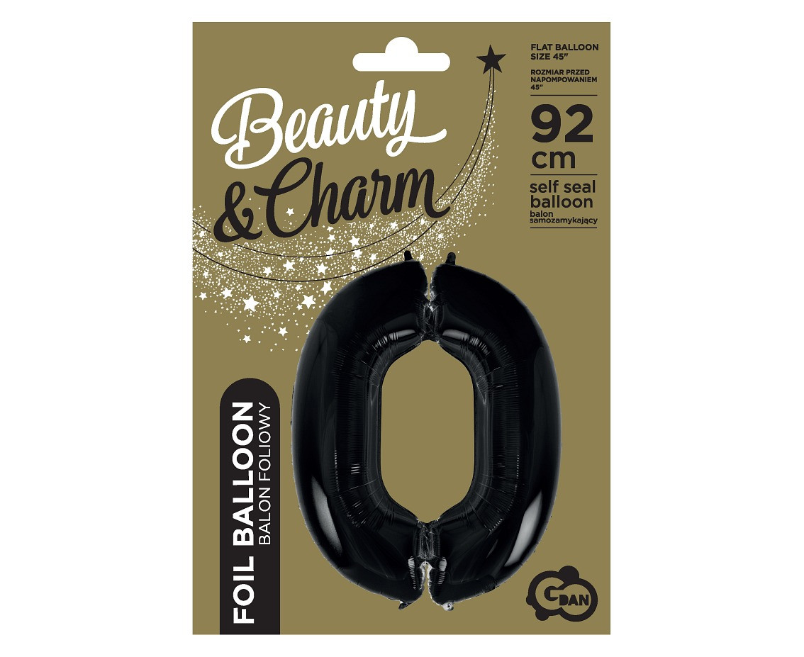 Foil balloon B&C digit 0, black, 92 cm