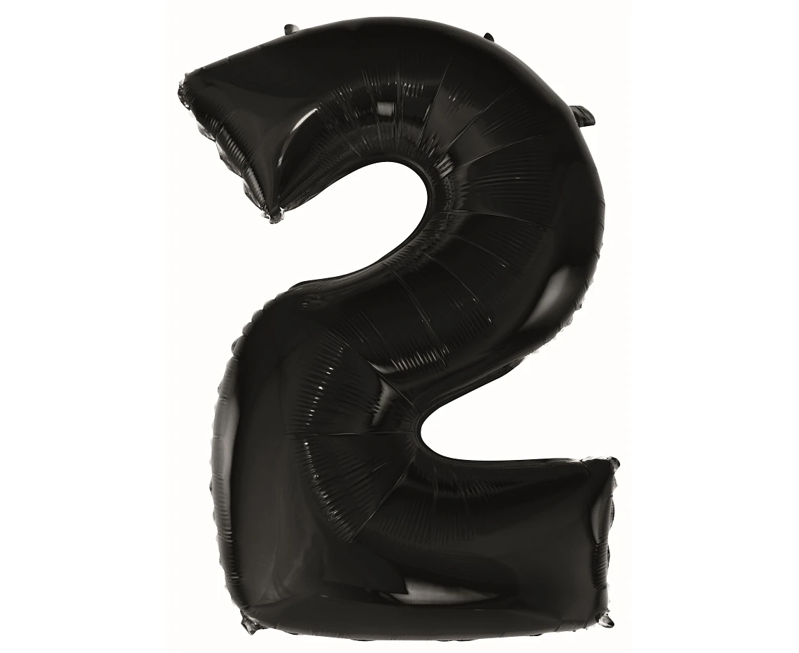Foil balloon B&C digit 2, black, 92 cm
