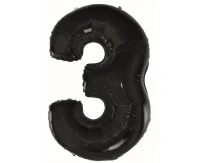 Foil balloon B&C digit 3, black, 92 cm