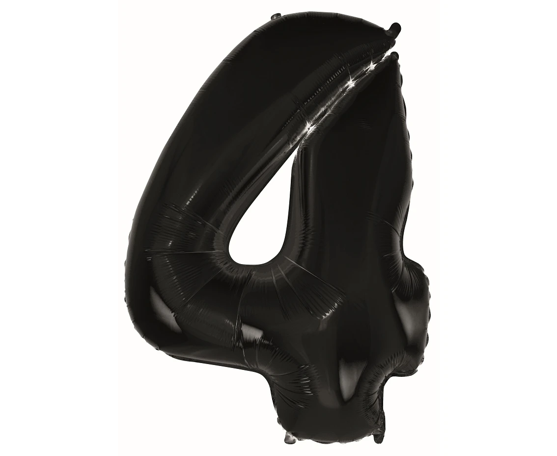 Foil balloon B&C digit 4, black, 92 cm