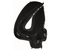 Foil balloon B&C digit 4, black, 92 cm