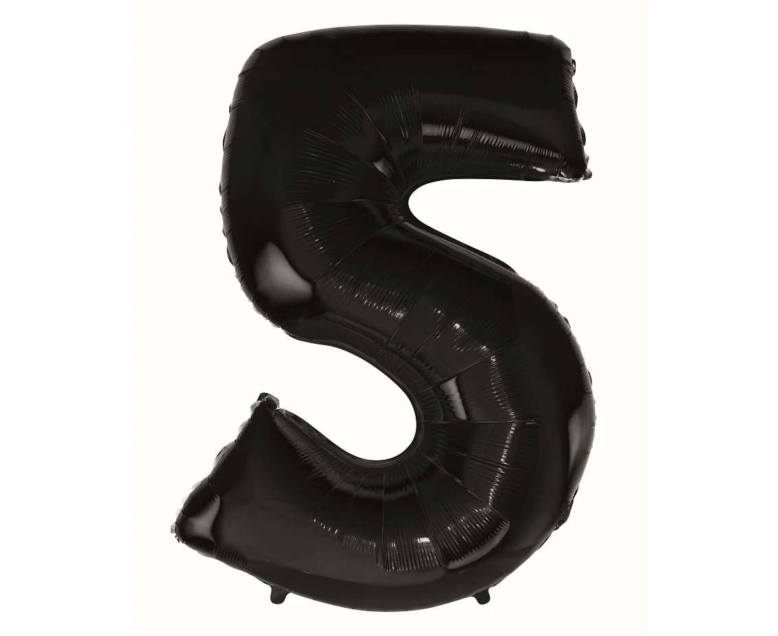 Foil balloon B&C digit 5, black, 92 cm