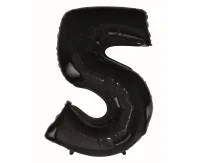 Foil balloon B&C digit 5, black, 92 cm