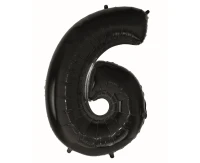Foil balloon B&C digit 6, black, 92 cm