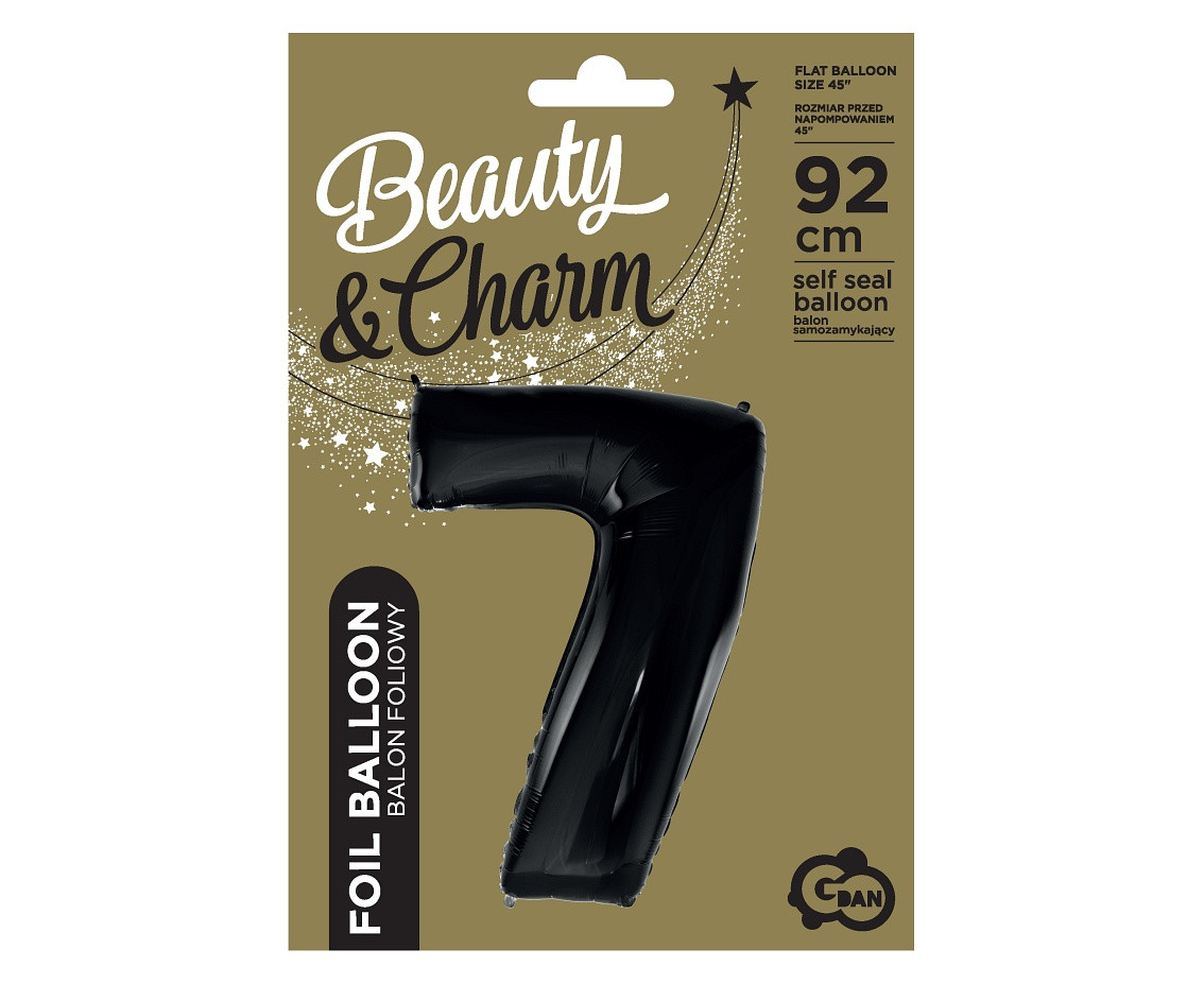 Foil balloon B&C digit 7, black, 92 cm