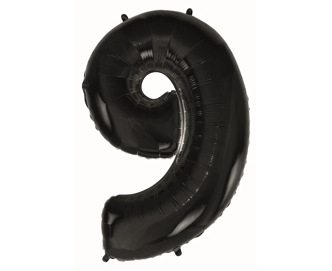Foil balloon B&C digit 9, black, 92 cm