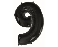 Foil balloon B&C digit 9, black, 92 cm