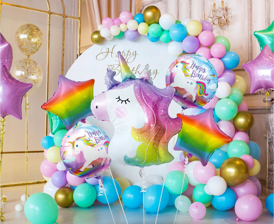 Foil balloon - Unicorn set / 5 pcs.
