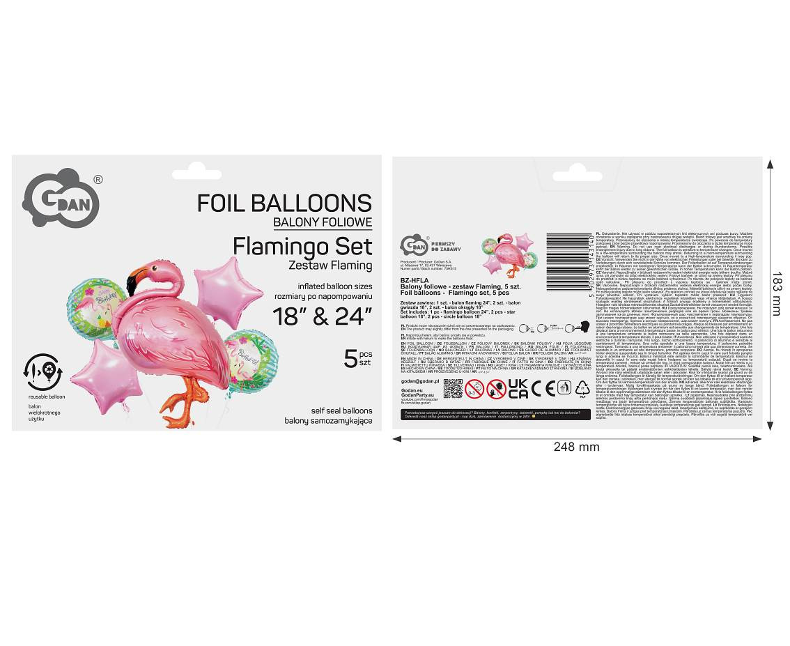Foil balloon - Flamingo set / 5 pcs.