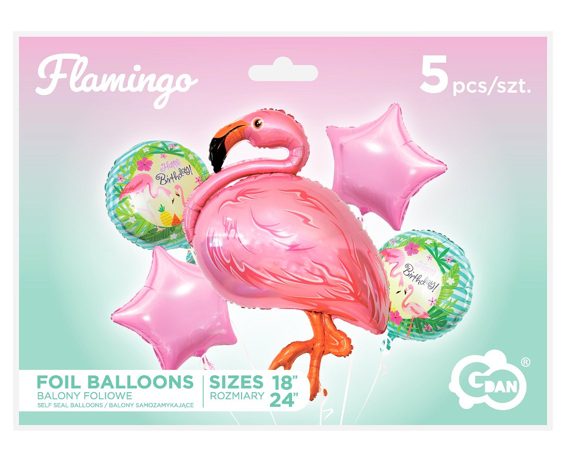 Foil balloon - Flamingo set / 5 pcs.