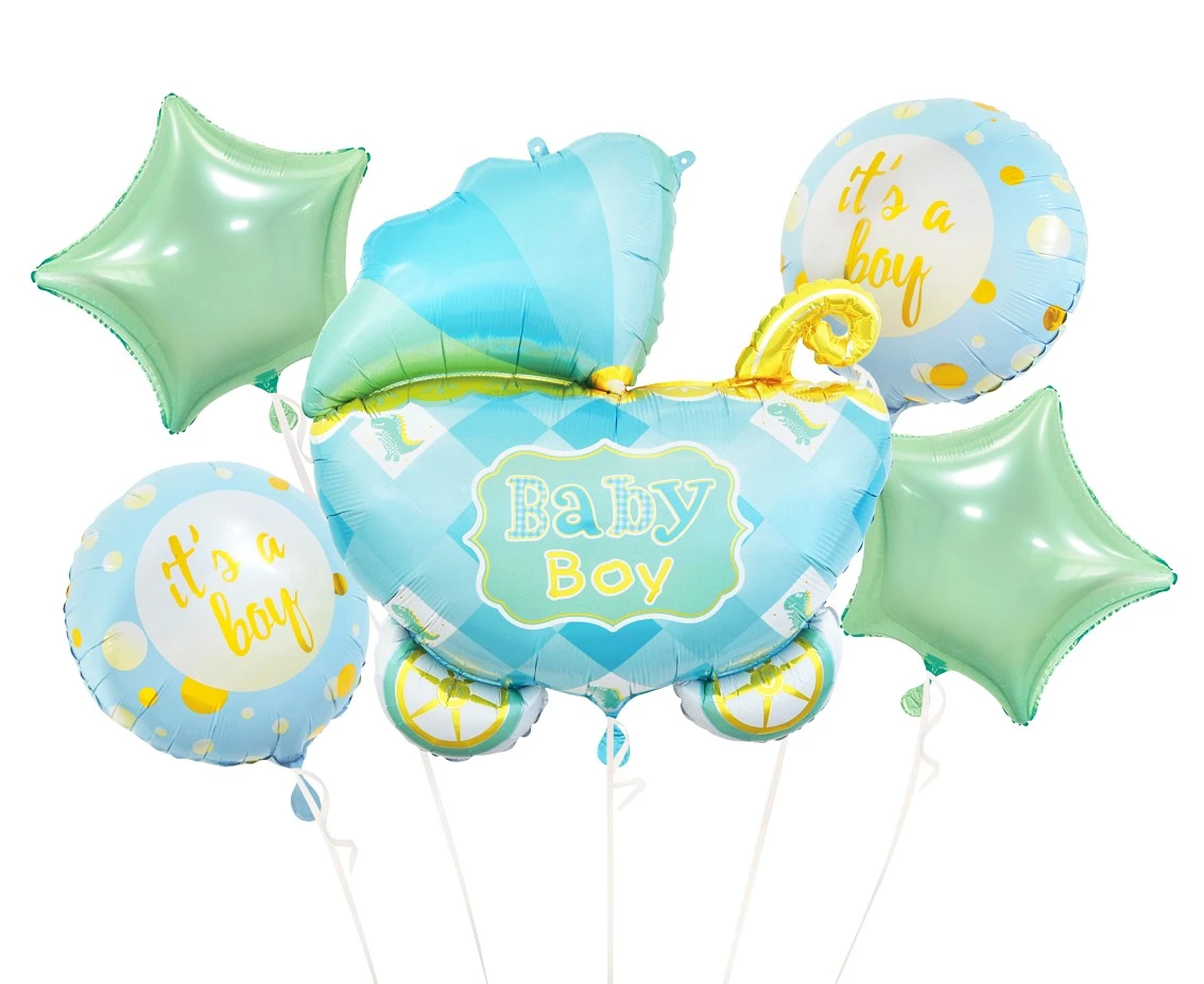 Foil balloon - Baby Carriage set, blue, 5 pcs. EOL