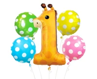 Foil balloon - Giraffe set, digit 1 / 5 pcs. EOL