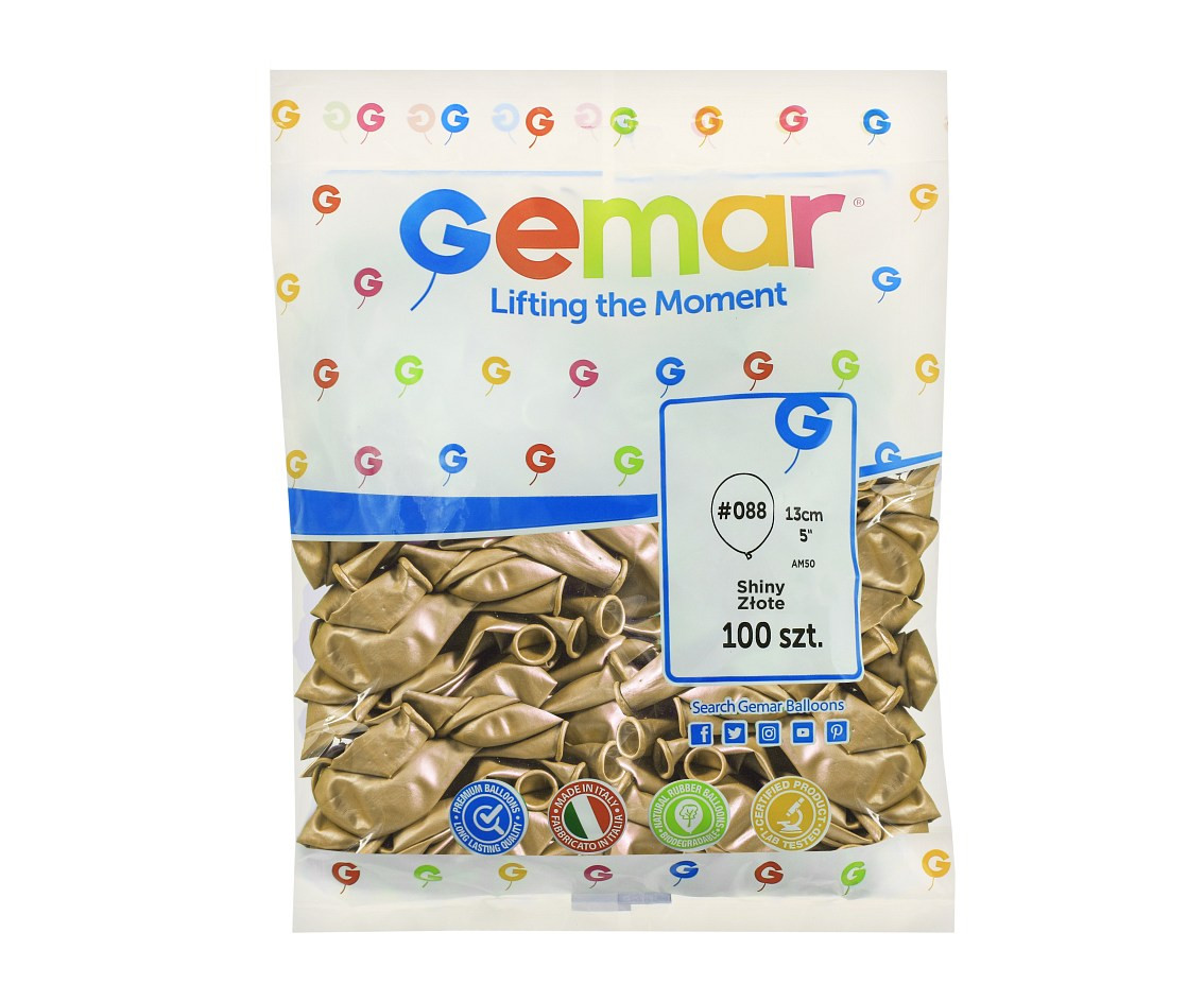 Balloons Gemar 5", shiny gold, 100pcs