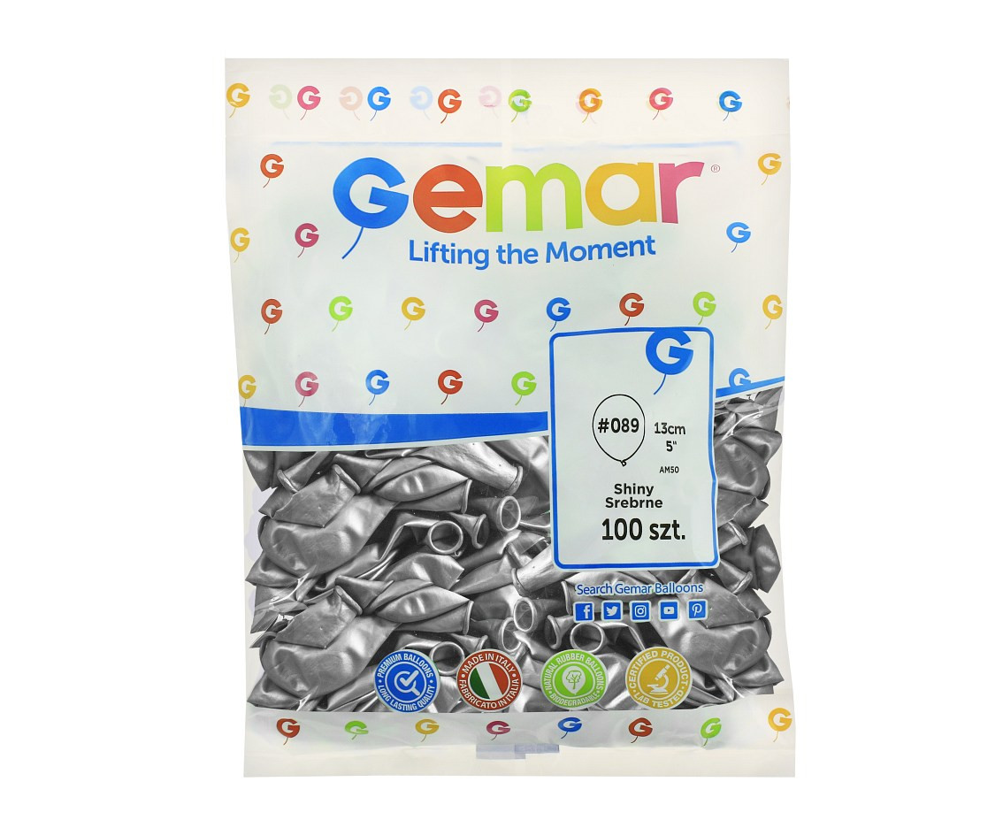 Balloons Gemar 5", shiny silver, 100pcs