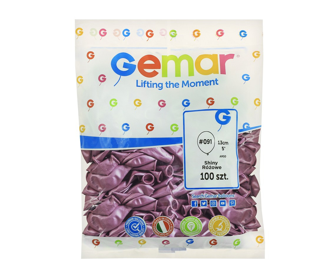 Balloons Gemar 5", shiny pink, 100pcs