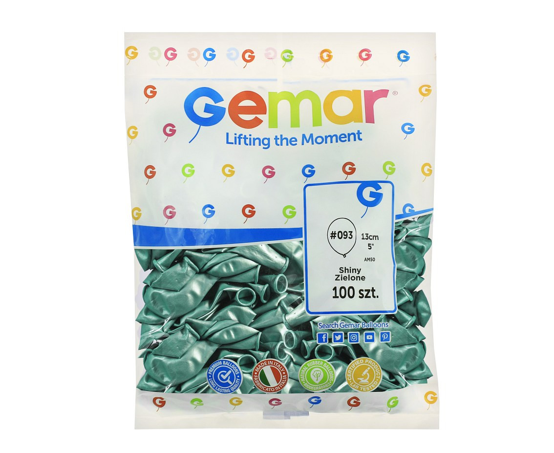 Balloons Gemar 5", shiny green, 100pcs