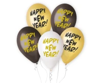 Balloons Gemar 13", premium helium "happy new year", metallic, 5pcs
