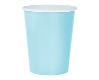 Paper cups, light blue solid colour, 270 ml / 14 pcs. EOL