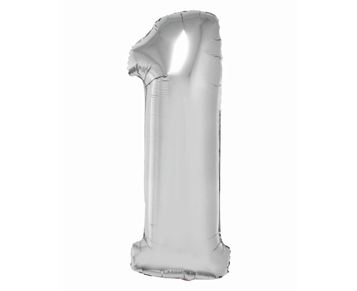 Foil balloon Smart, digit 1, silver, 76 cm