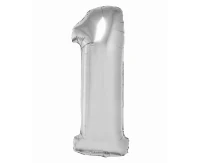 Foil balloon Smart, digit 1, silver, 76 cm