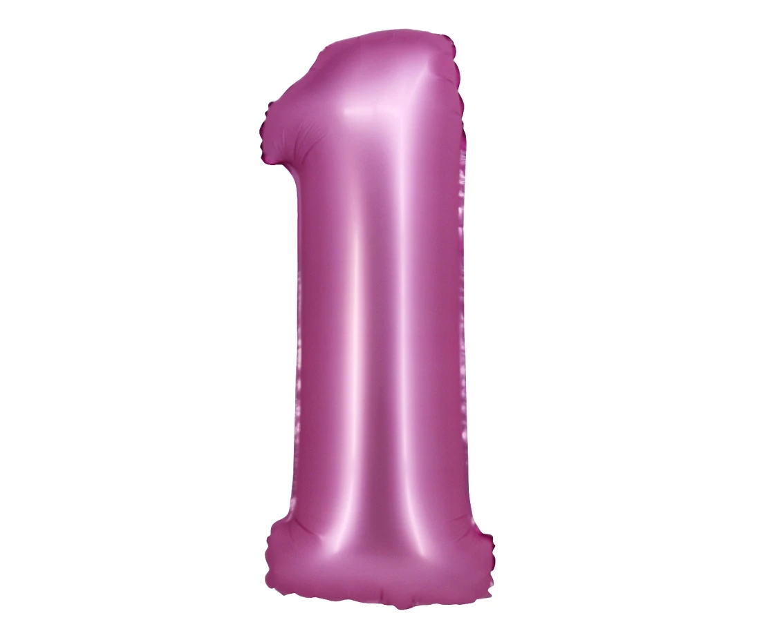 Foil balloon B&C, digit 1, satin pink, 76 cm