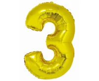 Foil balloon Smart, digit 3, gold, 76 cm