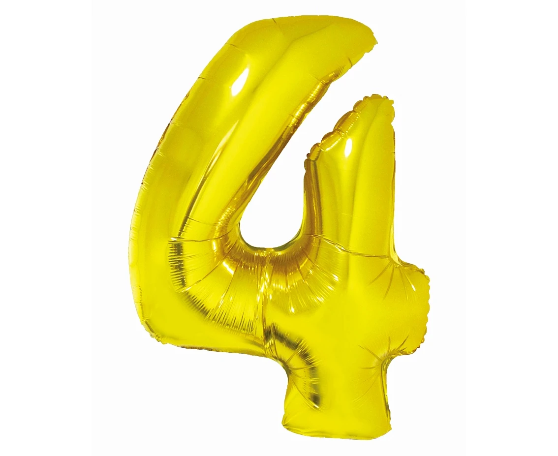 Foil balloon Smart, digit 4, gold, 76 cm