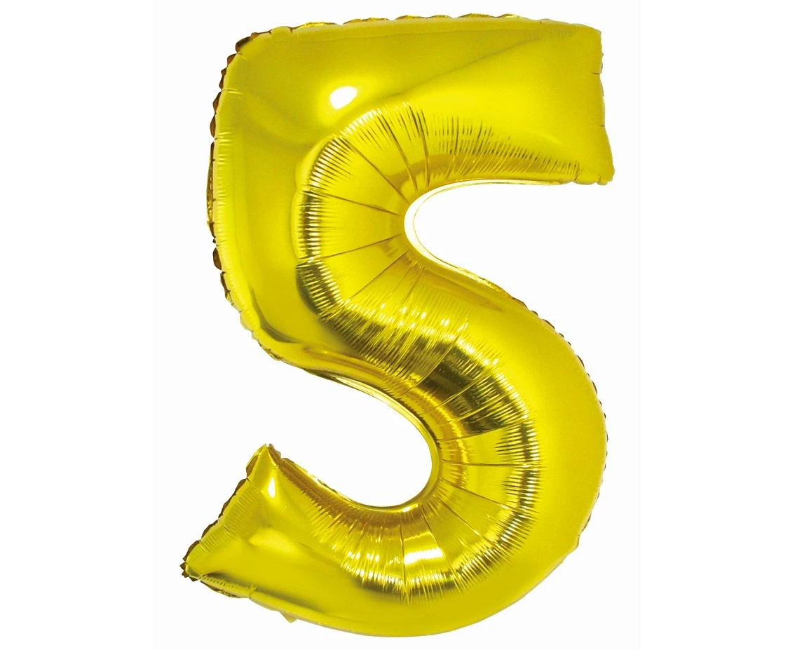 Foil balloon Smart, digit 5, gold, 76 cm