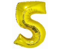 Foil balloon Smart, digit 5, gold, 76 cm