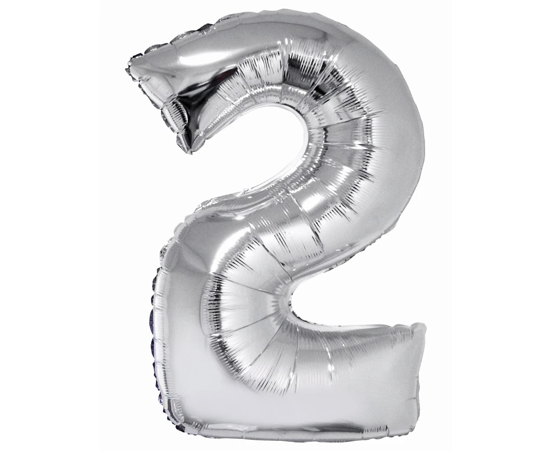 Foil balloon Smart, digit 2, silver, 76 cm