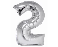 Foil balloon Smart, digit 2, silver, 76 cm