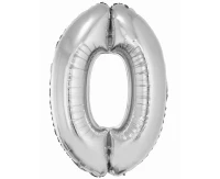 Foil balloon Smart, digit 0, silver, 76 cm