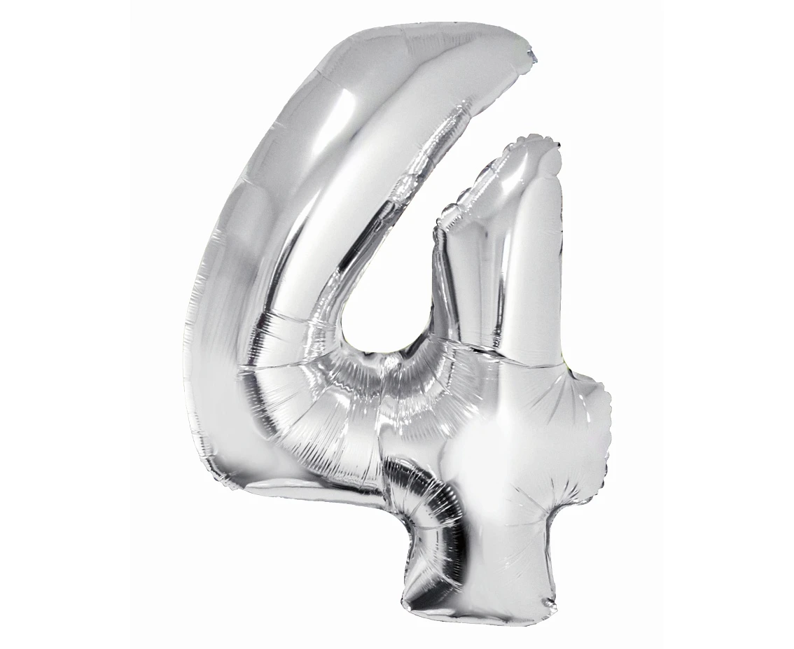 Foil balloon Smart, digit 4, silver, 76 cm