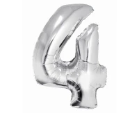 Foil balloon Smart, digit 4, silver, 76 cm