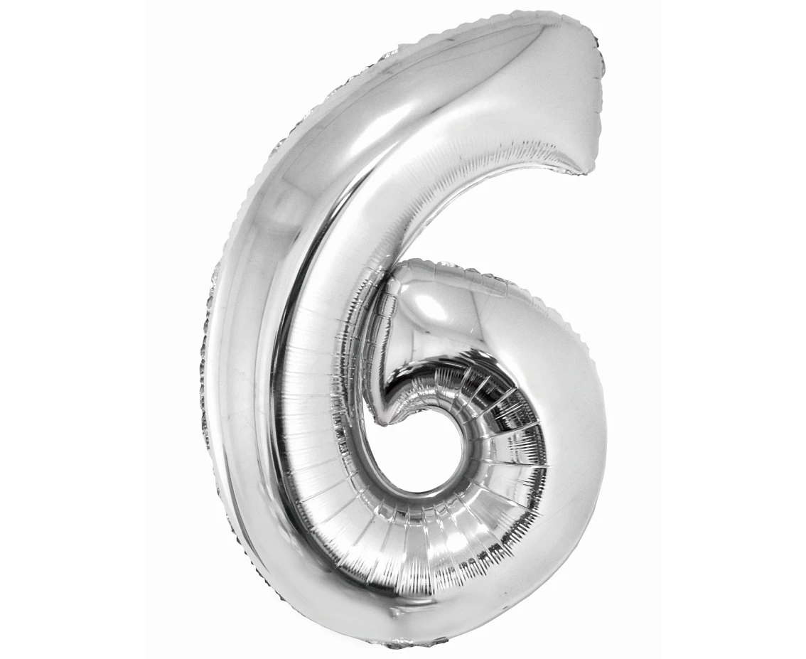 Foil balloon Smart, digit 6, silver, 76 cm