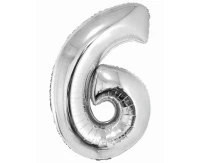 Foil balloon Smart, digit 6, silver, 76 cm