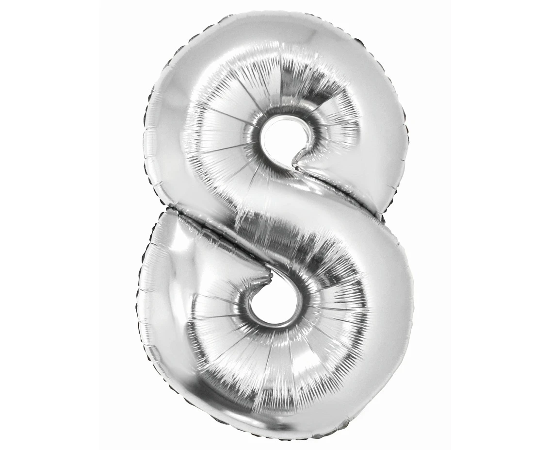 Foil balloon Smart, digit 8, silver, 76 cm