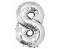 Foil balloon Smart, digit 8, silver, 76 cm