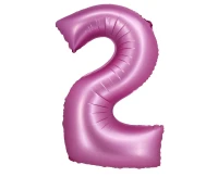 Foil balloon B&C, digit 2, satin pink, 76 cm EOL